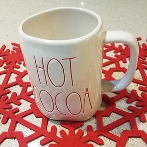 Rae Dunn hot cocoa mug w red writing